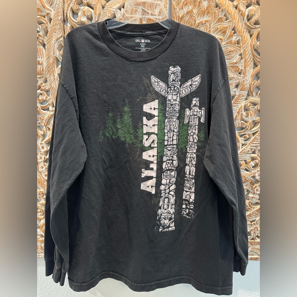 Del Sol Alaska Long Sleeve Faded Black, T-Shirt- size XL